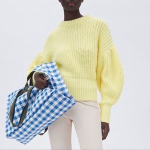 Zara chunky knit yellow balloon sleeve sweater size small